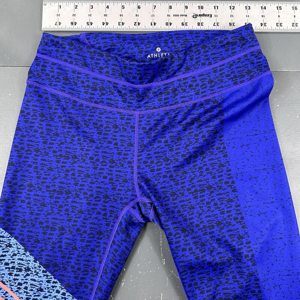 ATHLETA Leggeings Medium Royal Blue Coral Asym Camo Sonar 7/8 Leggings EUC - Picture 3 of 6